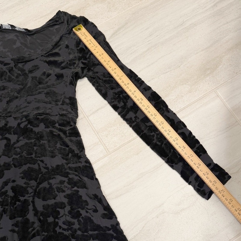 VTG 90s Betsey Johnson Sz 8 Black Floral Gothic Burnout Velvet Skater Dress USA - Picture 6 of 7